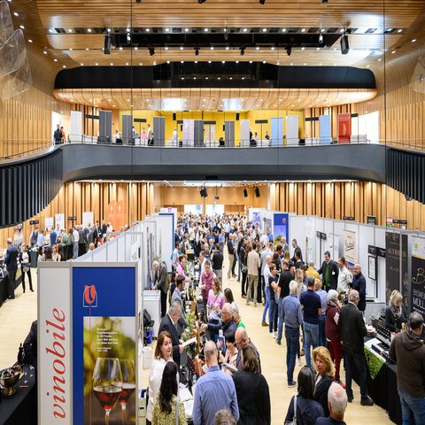 Weinmesse mit einigen Besucher:innen