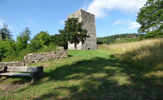 Eine Burg mitten in einem Feld